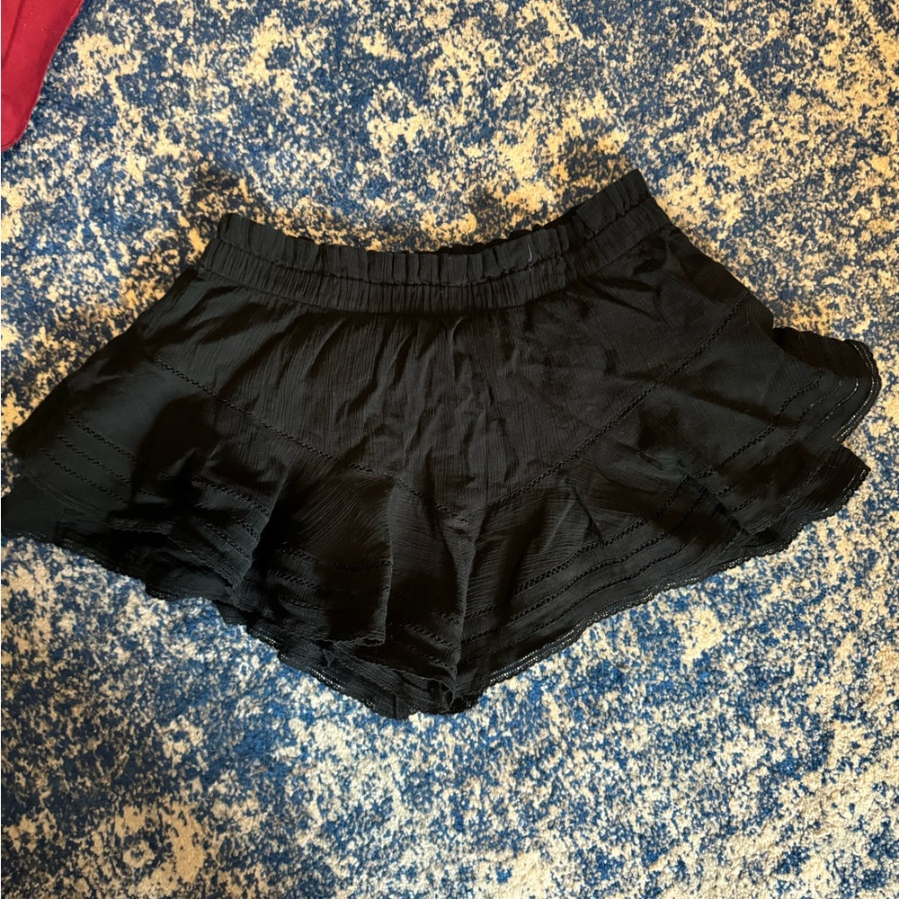 Aerie Black Lace Trimmed Skort